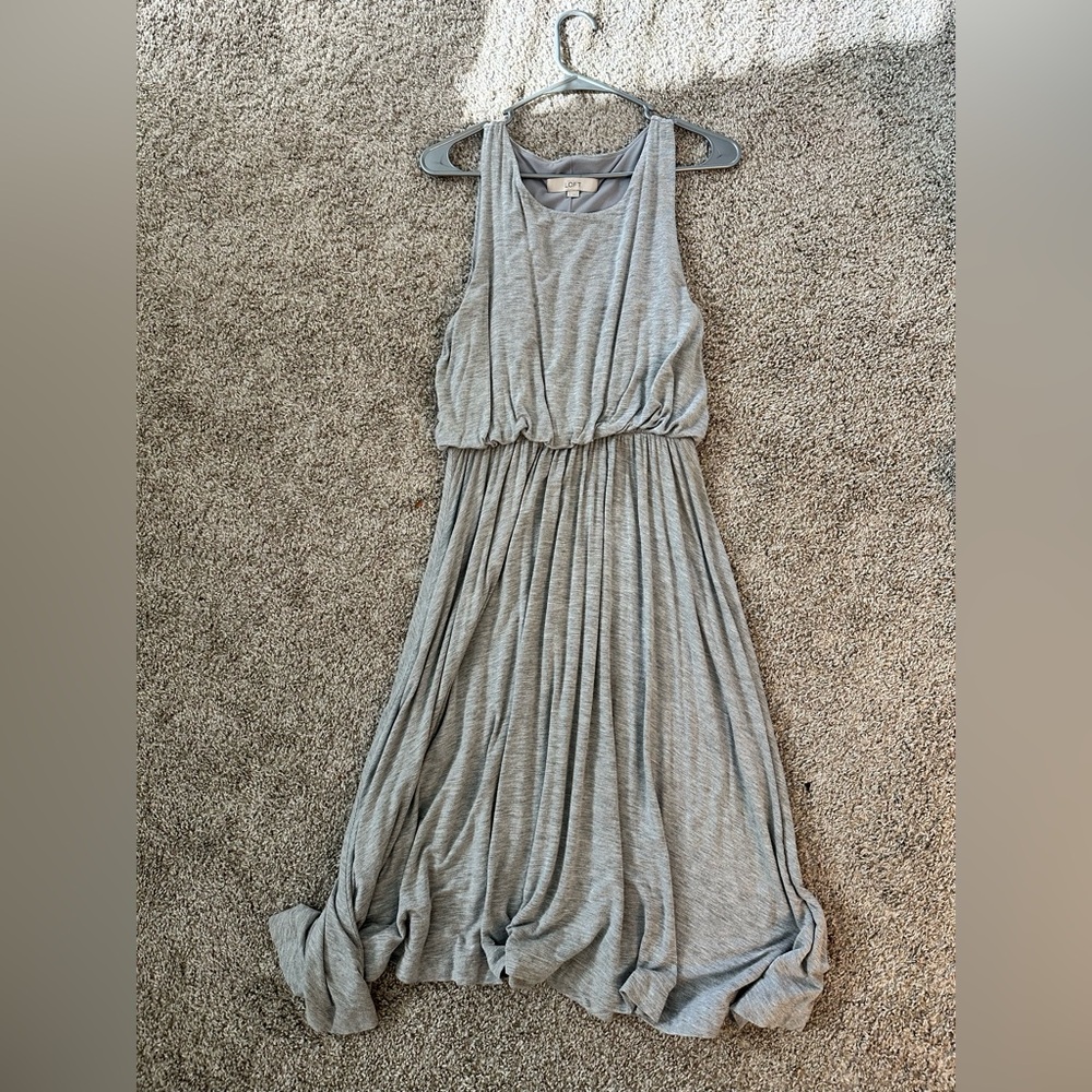 LOFT Light Grey Sleeveless Maxi Dress